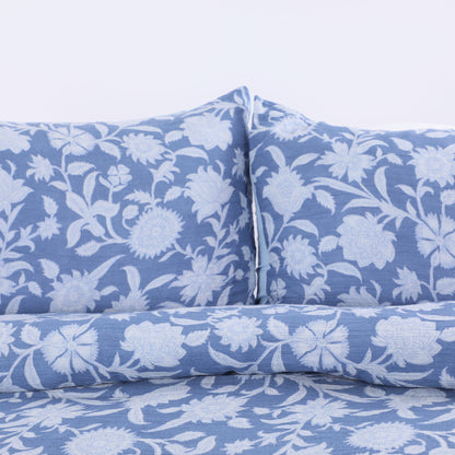 Vintage Blue Floral Printed Comforter Set