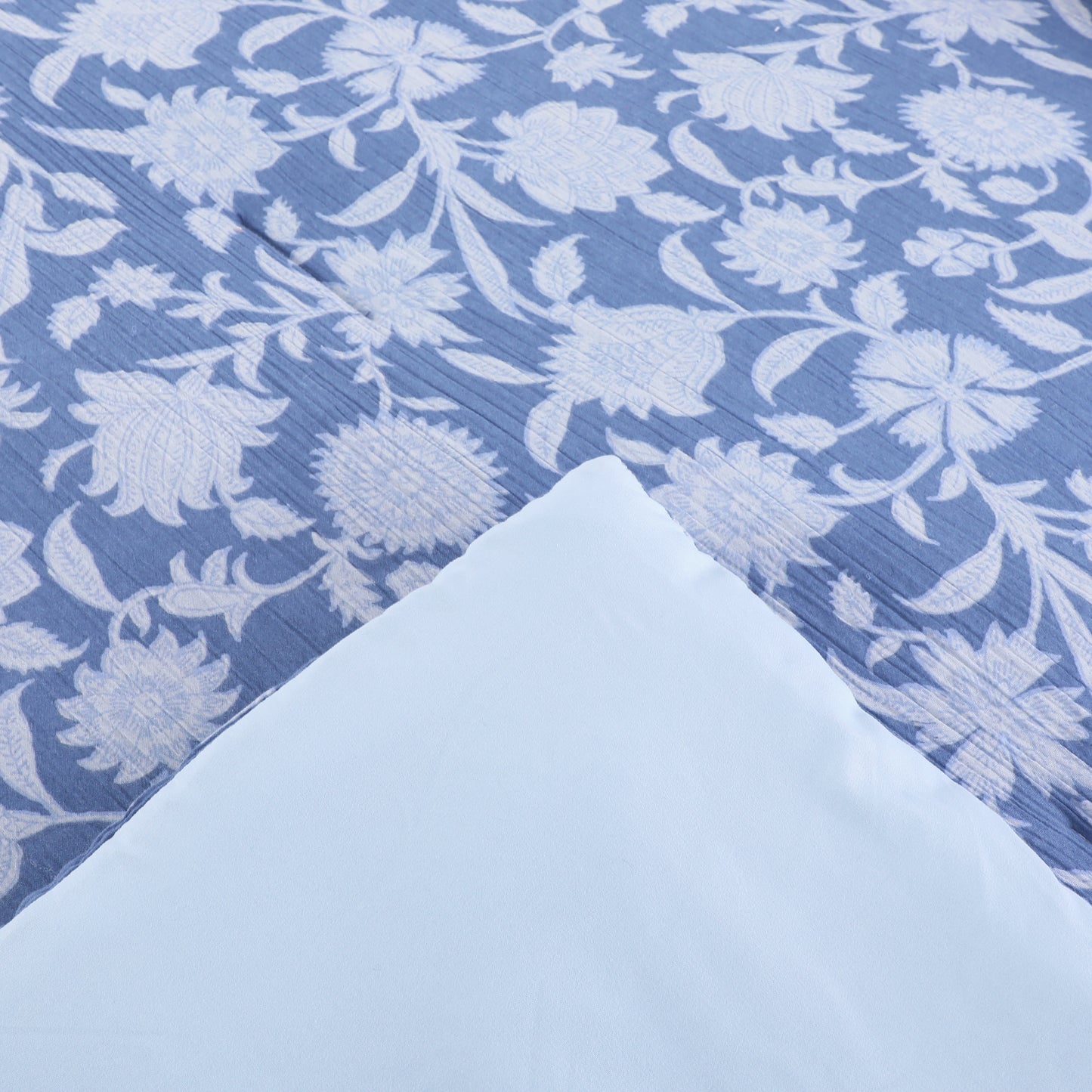 Vintage Blue Floral Printed Comforter Set