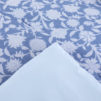 Vintage Blue Floral Printed Comforter Set