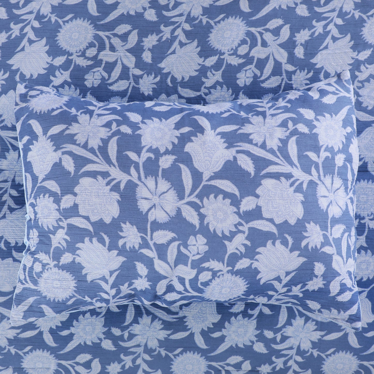 Vintage Blue Floral Printed Comforter Set