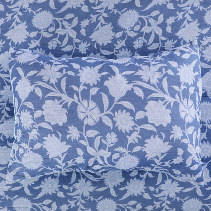 Vintage Blue Floral Printed Comforter Set
