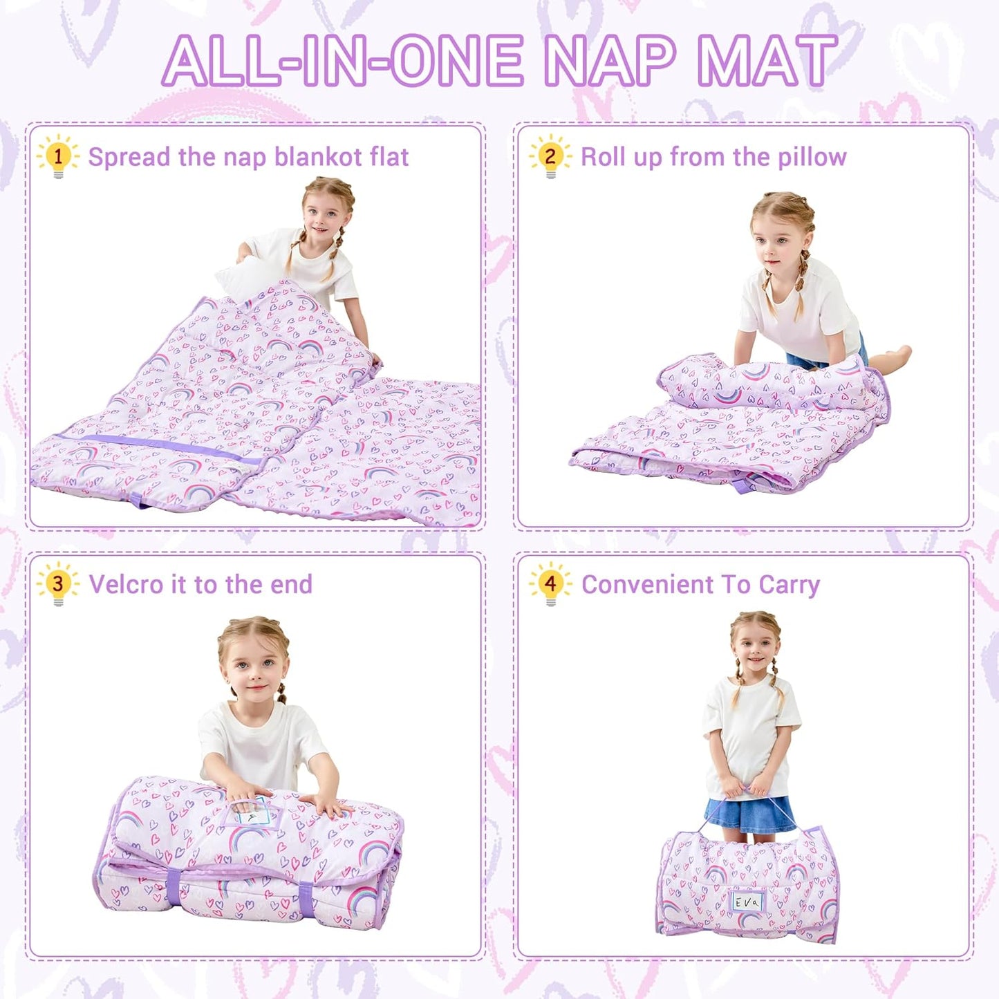 Bulk Rainbow Printed Kid Nap Mat