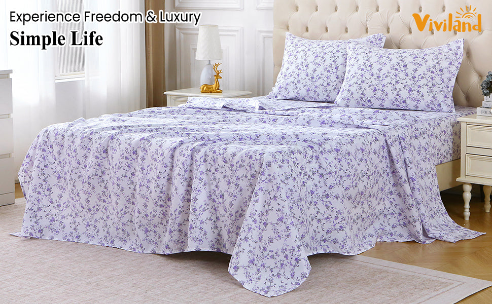 Purple Flora 4-PC Bedding Set