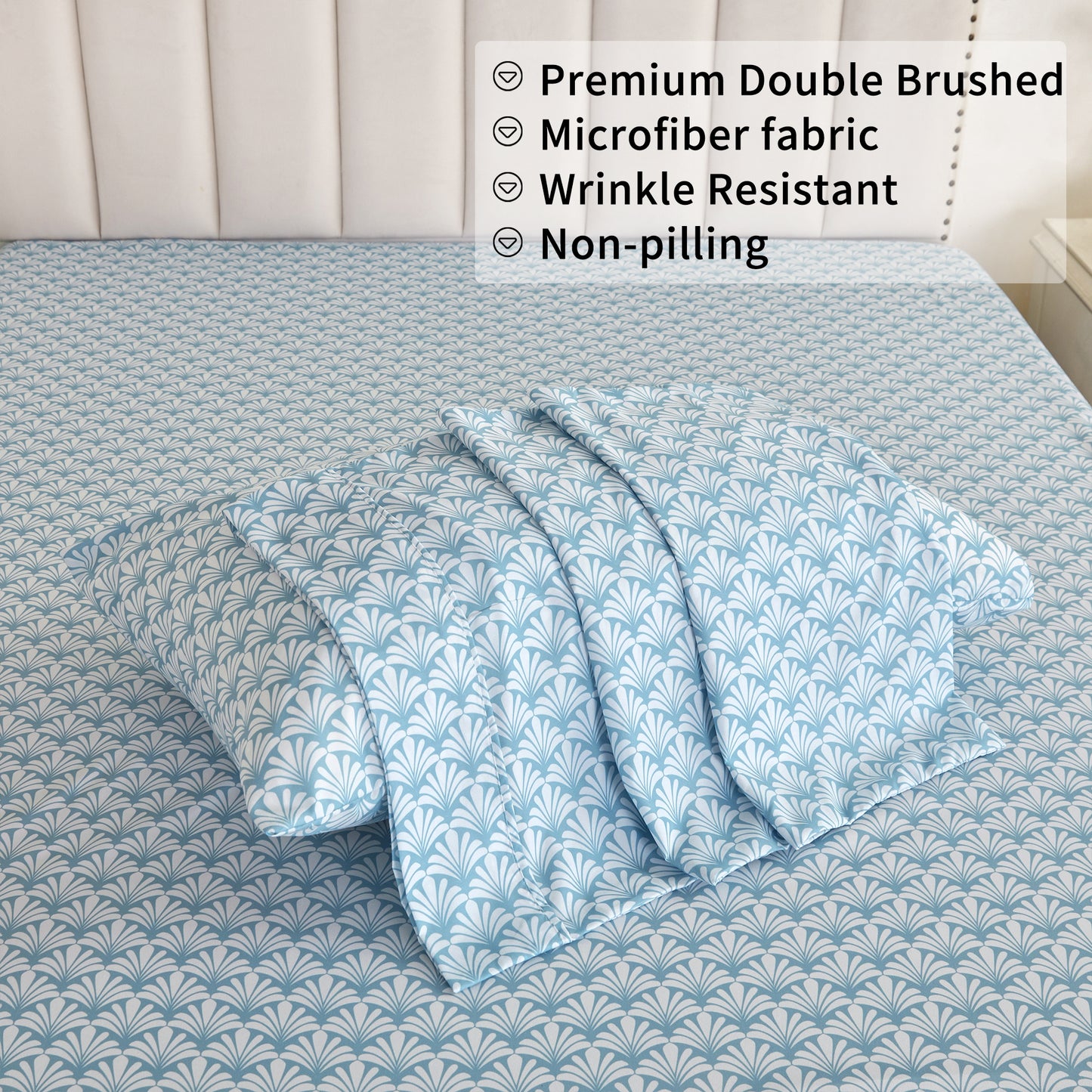 Wholesale Blue Floral 4Pc Bed Sheets Set