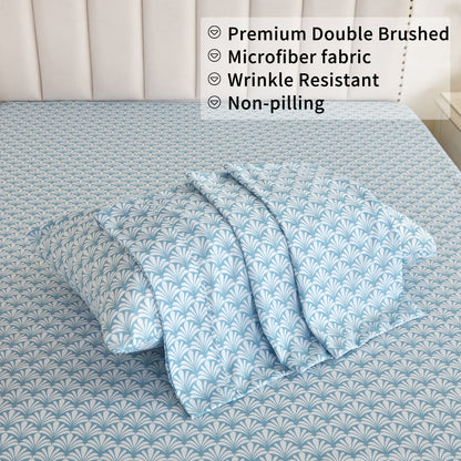 Wholesale Blue Floral 4Pc Bed Sheets Set