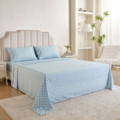 Wholesale Blue Floral 4Pc Bed Sheets Set