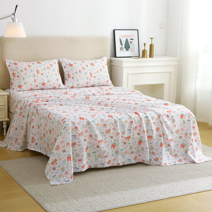 Bow Flower Fabric 4-PC Bedding Set