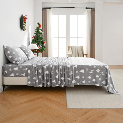 Wholesale  Christmas 4 PC Flannel Bed Sheet Set