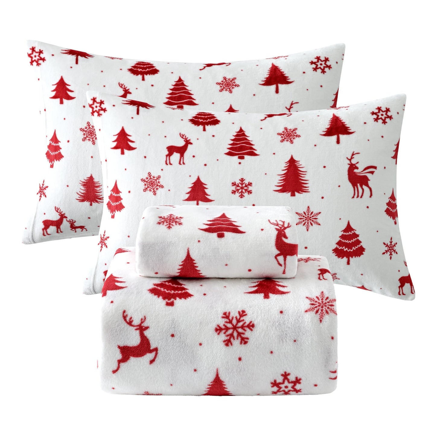 Wholesale  Christmas 4 PC Flannel Bed Sheet Set