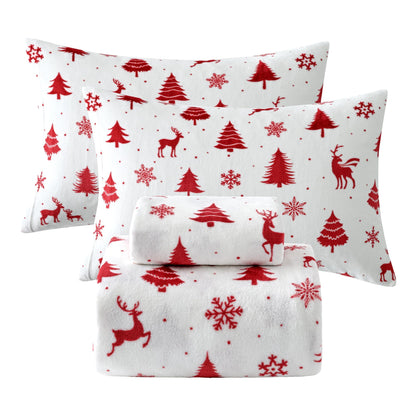 Wholesale  Christmas 4 PC Flannel Bed Sheet Set