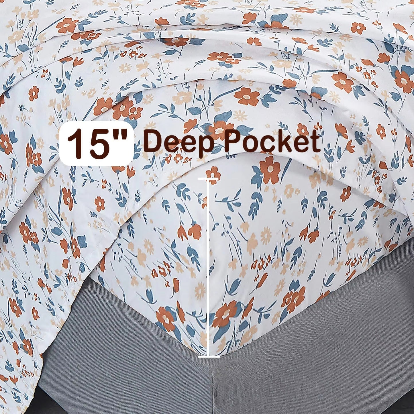 All-Season Double Brushed with 15“ Deep Pocket Bed Sheet Set