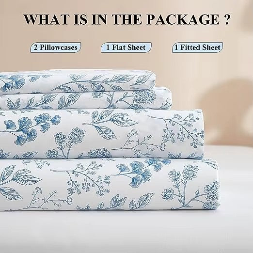 Luxury 3 Piece Floral Printed Sheet Set