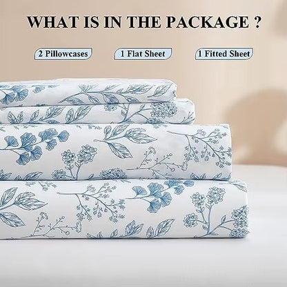 Luxury 3 Piece Floral Printed Sheet Set