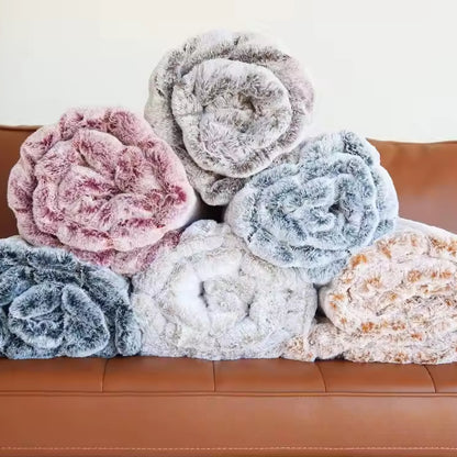 Faux Fur Plush Fleece Blanket Throw