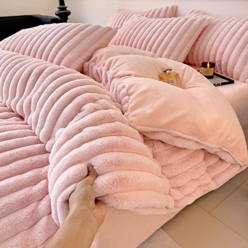Faux Fur Rabbit Plush Warm Comforter Sets