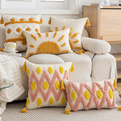 3D Embroidered Tassel Tufted Sofa Cushion