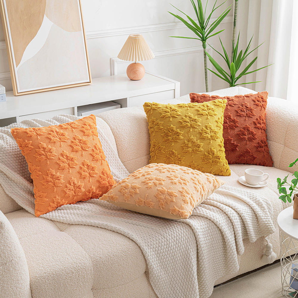 Cozy Embroidered Maple Leaf Pillow