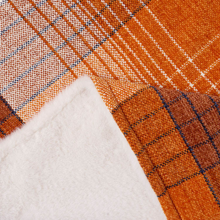 Faux Fur Composite Plaid Chenille Blanket