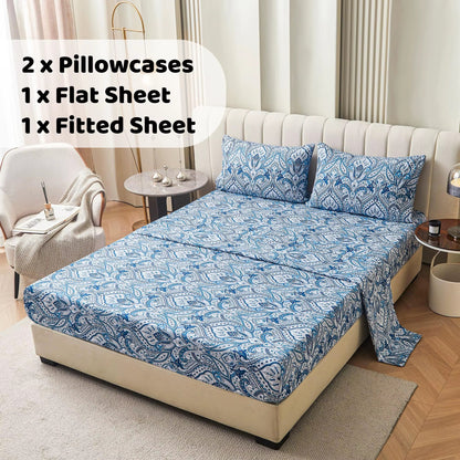 3 Piece Microfiber Floral Printed Sheets Set