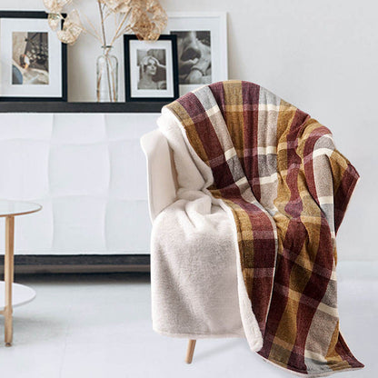 Faux Fur Composite Plaid Chenille Blanket