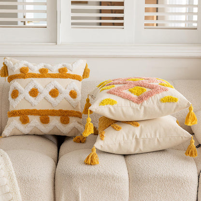 3D Embroidered Tassel Tufted Sofa Cushion