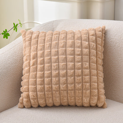 Solid Color Faux Rabbit Fur Sofa Pillow