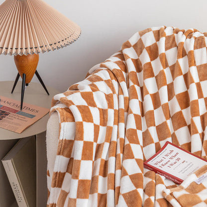 Chessboard Checkered Fleece Flannel Blanket