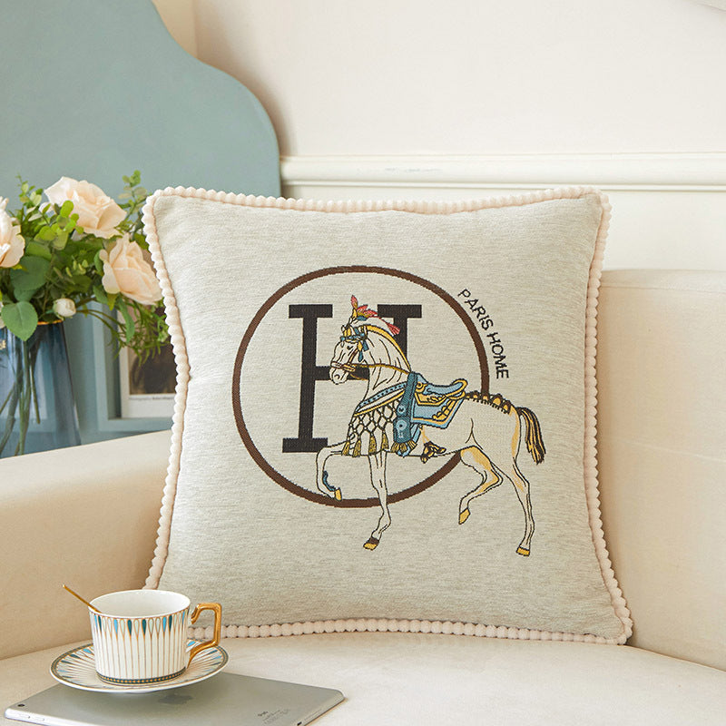 Jacquard Horse Chenille Sofa Cushion
