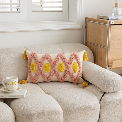3D Embroidered Tassel Tufted Sofa Cushion