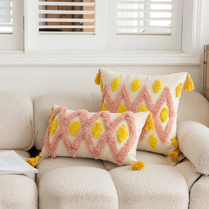3D Embroidered Tassel Tufted Sofa Cushion