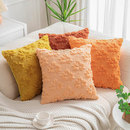 Cozy Embroidered Maple Leaf Pillow