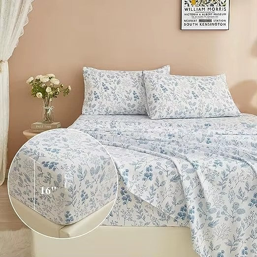 Luxury 3 Piece Floral Printed Sheet Set
