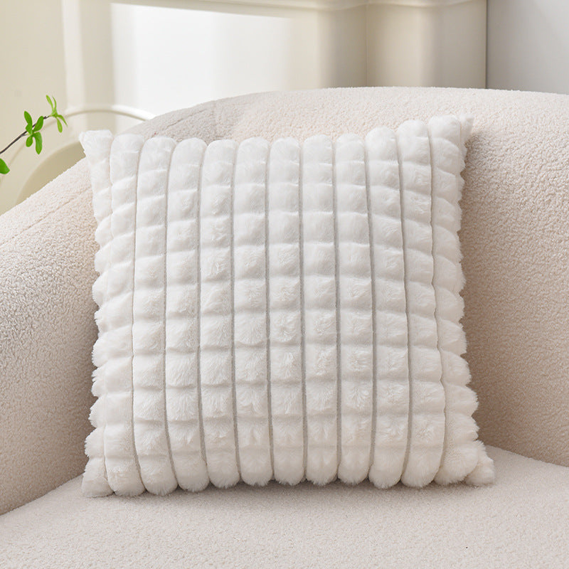 Solid Color Faux Rabbit Fur Sofa Pillow