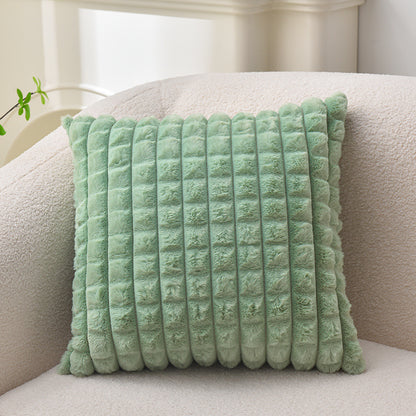 Solid Color Faux Rabbit Fur Sofa Pillow