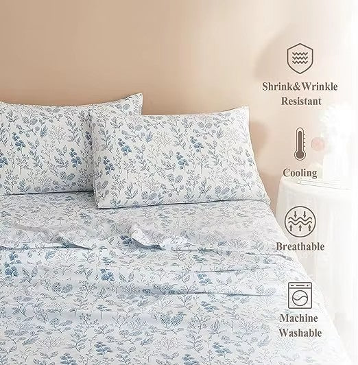 Luxury 3 Piece Floral Printed Sheet Set