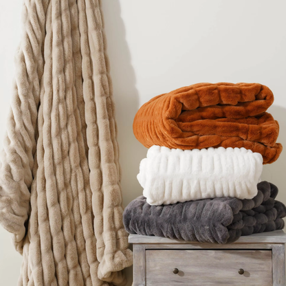 Plush Minky Rabbit Fur Throw