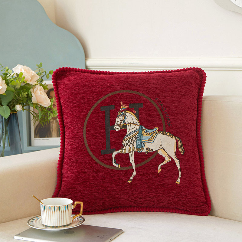 Jacquard Horse Chenille Sofa Cushion