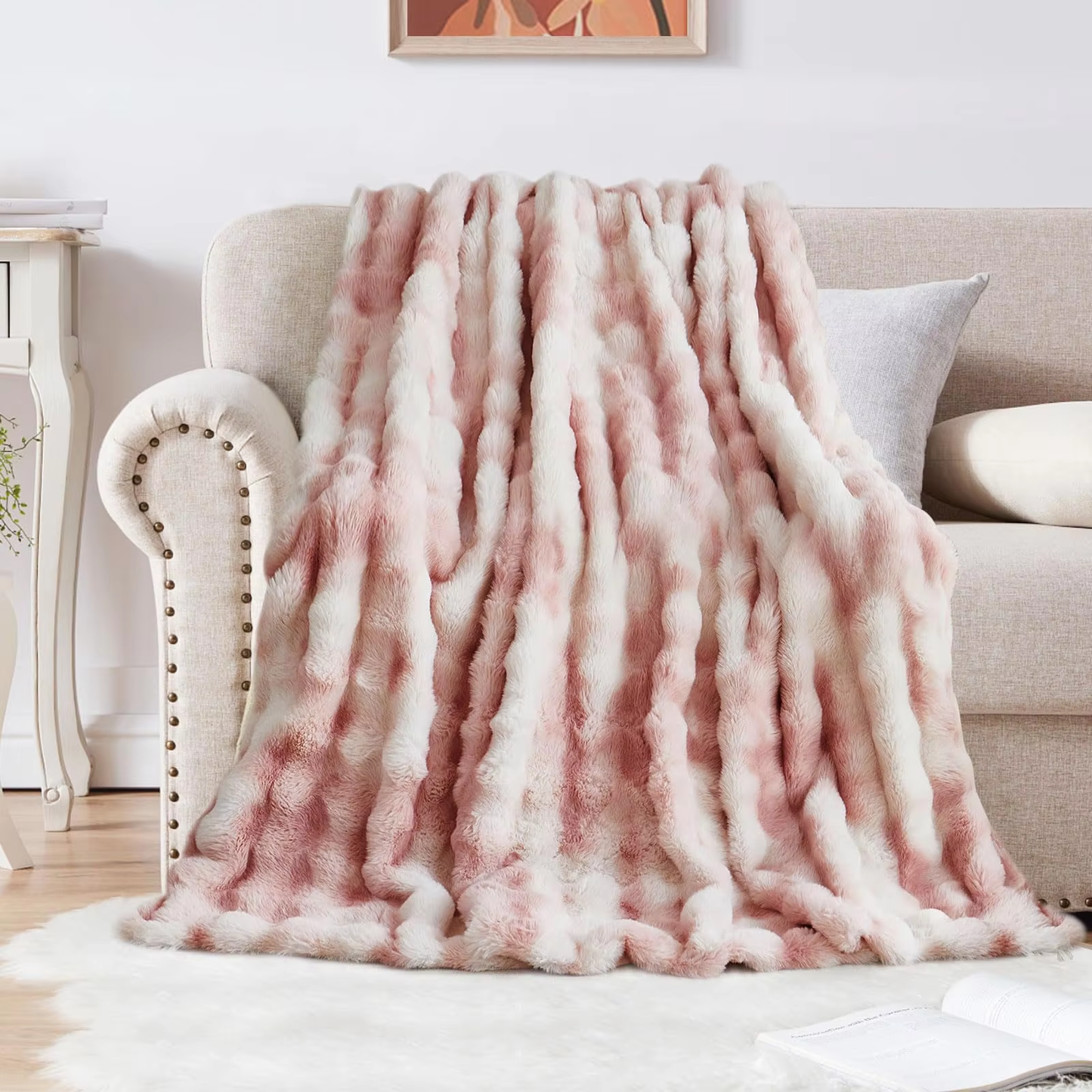 Plush Minky Rabbit Fur Throw