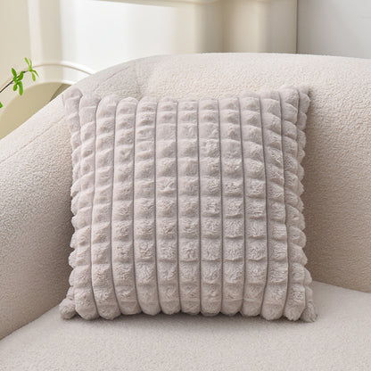 Solid Color Faux Rabbit Fur Sofa Pillow