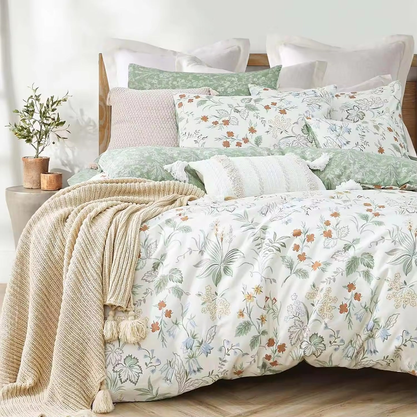 3-piece Floral Prints Double Sided Duvet Cover Comforters Set