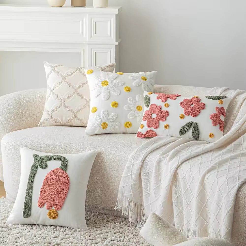 Nordic Flower Tufted Pillows & Cushions