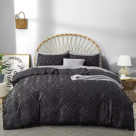 Plucked Three Piece Pure Cotton Textured Comforter Sets