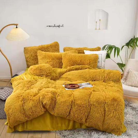 Plush Rainbow Color Fluffy Comforter Sets