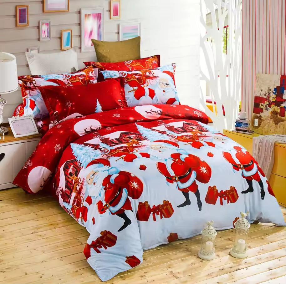 Full Size Merry Christmas Santa Claus Printed Comforter Sets