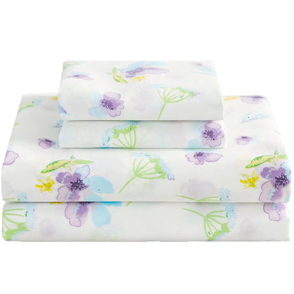 15'' Deep Pocket Blue Dandelion Printed Bed Sheets Set