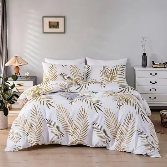 Golden Leaf 3D HD Digital Printed Comforters Set
