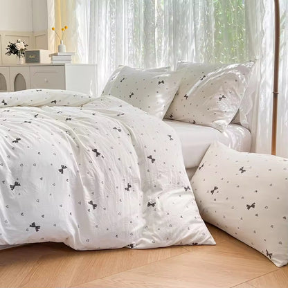 Customized 90gsm Polyester Bow Printed Children Duvet Cover Sets
