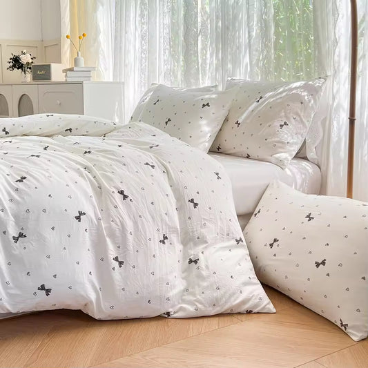 Customized 90gsm Polyester Bow Printed Children Duvet Cover Sets