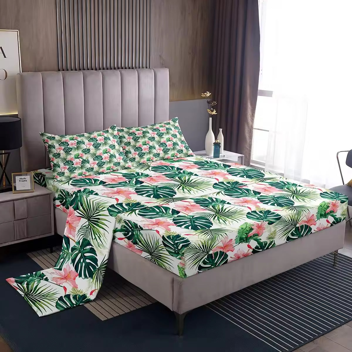 Custom Flower Floral Queen Size Kids Bed Sheets Set