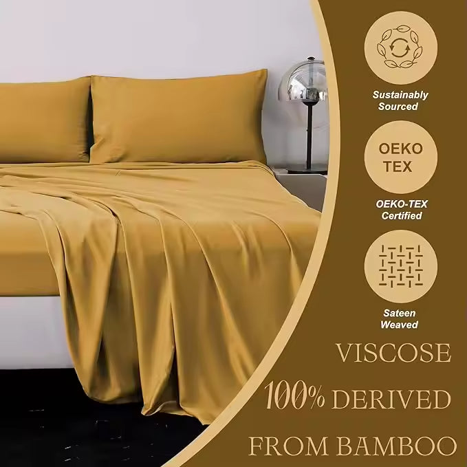 Cooling Bamboo with Elastic Corner Straps Bed Sheet Set